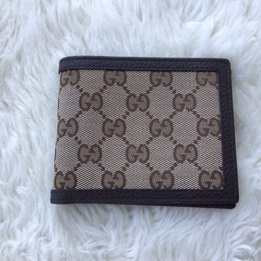 Gucci Guccisima Canvas and Leather Bi-fold Money Clip Wallet Excellent